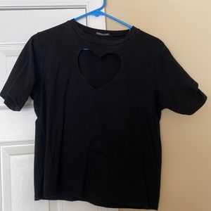 black cut out heart t-shirt